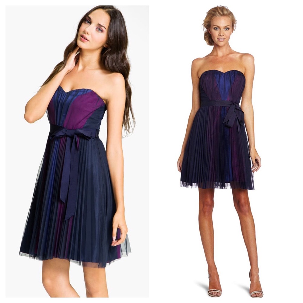 MAX & CLEO * Blue Purple Pleated Cocktail dress